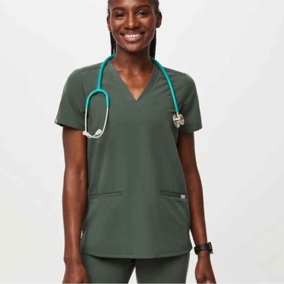 Figs Moss Green Set Yola Pants Pockets Casma Top Short Sleeves Size XXS Women’s - Picture 2 of 12